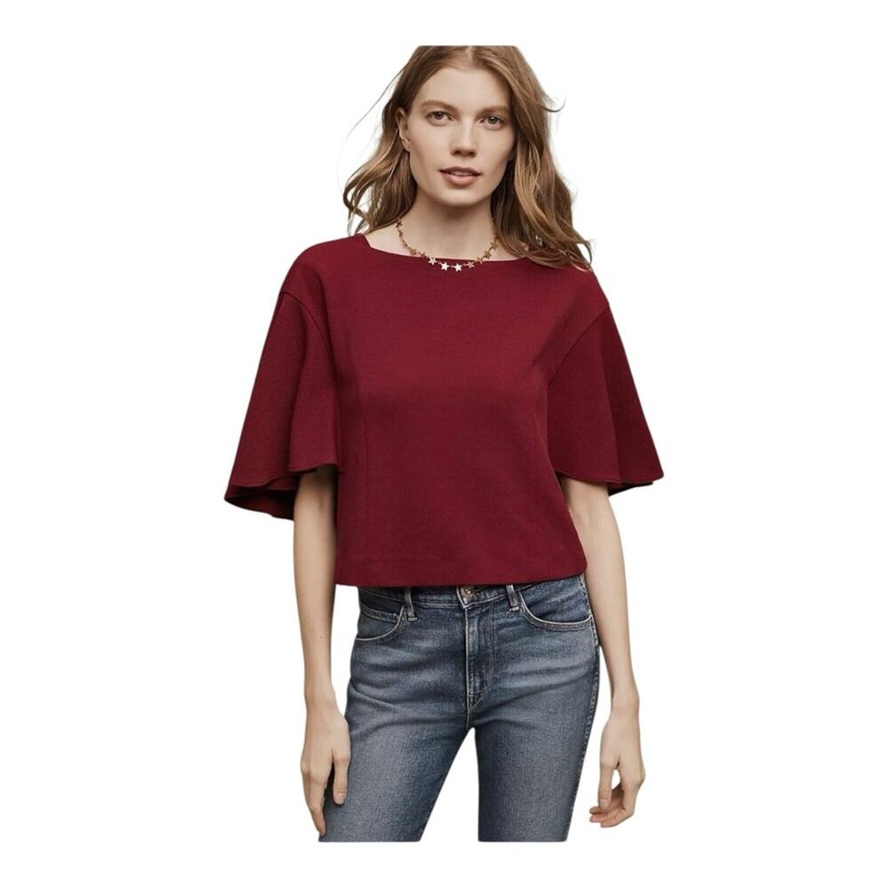 Anthropologie Eri + Ali Viv Cropped Flutter Minimalist Classic Batwing Top